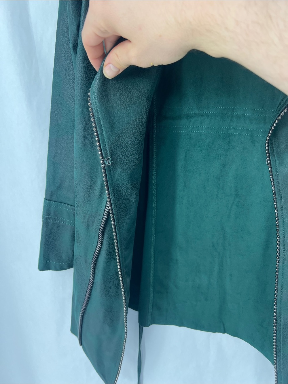 INSIGHT Forest Green Faux Leather Moto blazer - Picture 4 of 14